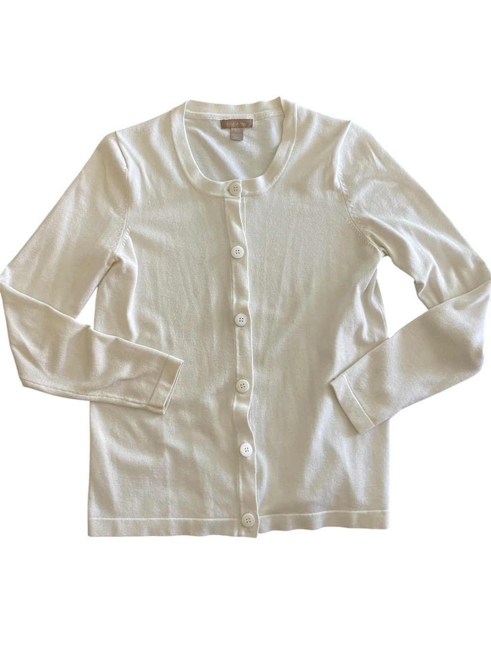 White Button-Front Women's Cardigan Size Small - Picture 4 of 6